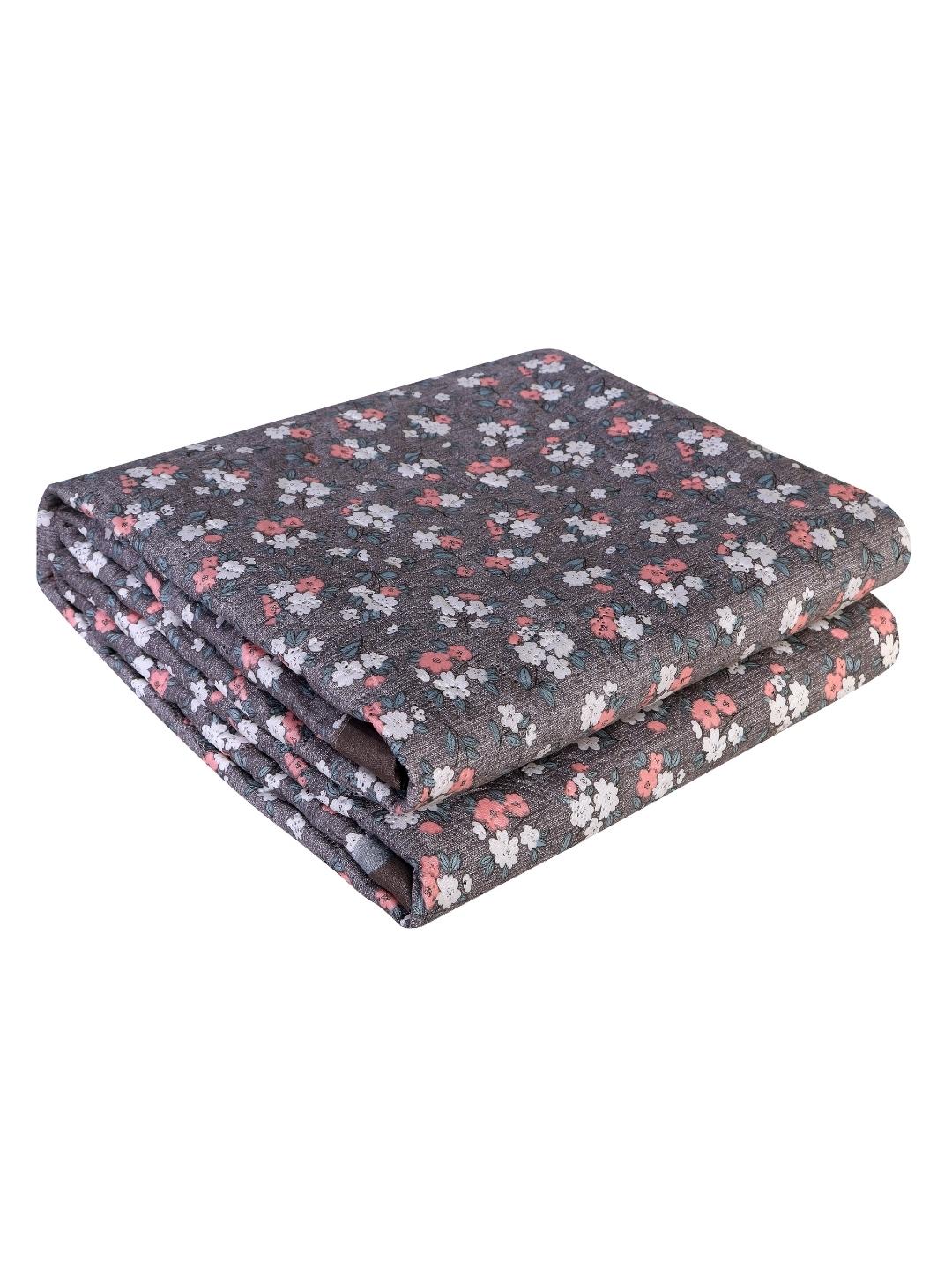 Floral Print Set of 2 Single Bed Light Weight Comforter-Dark Brown