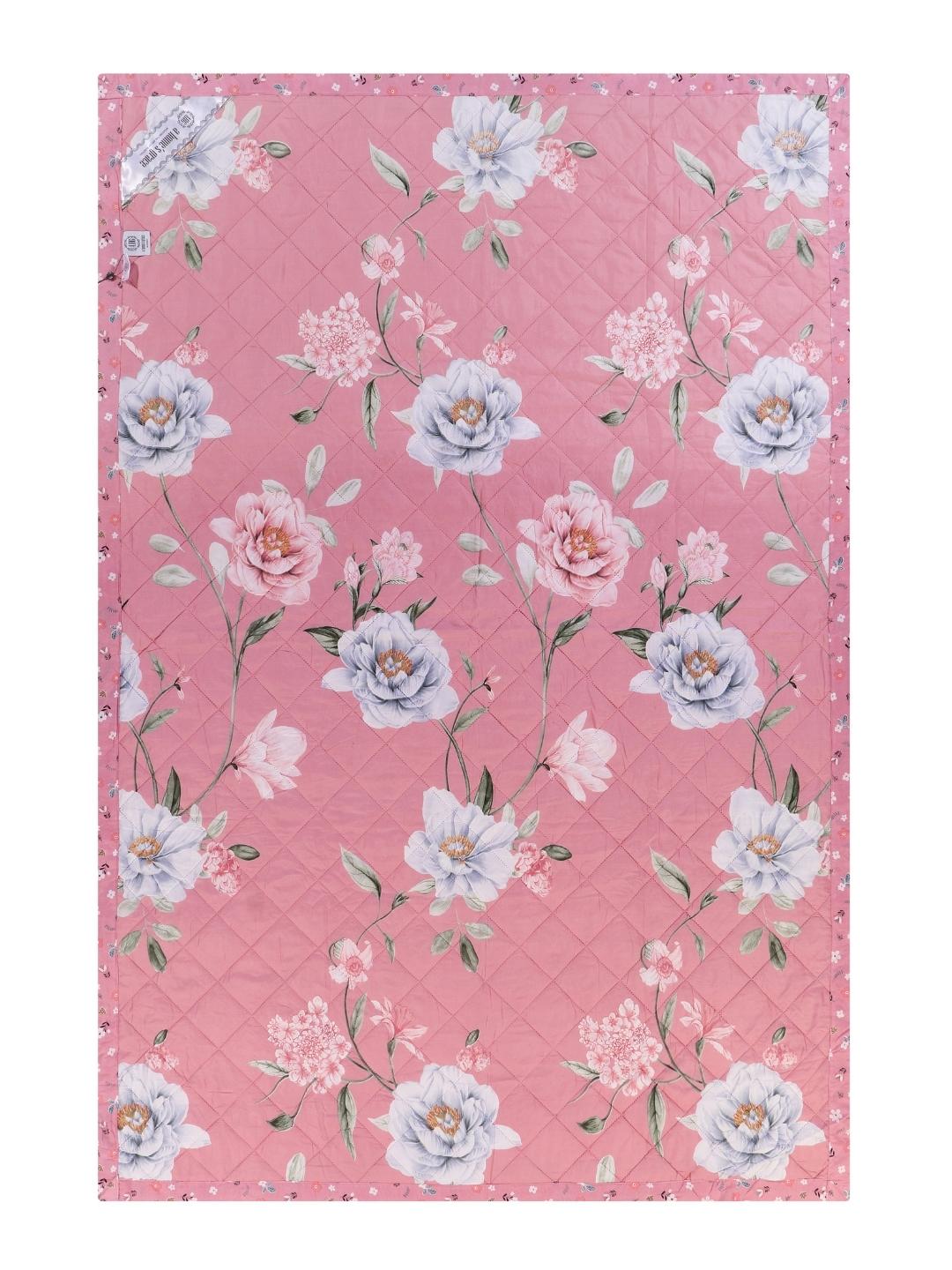 Floral Print Set of 2 Single Bed Light Weight Comforter-Pink