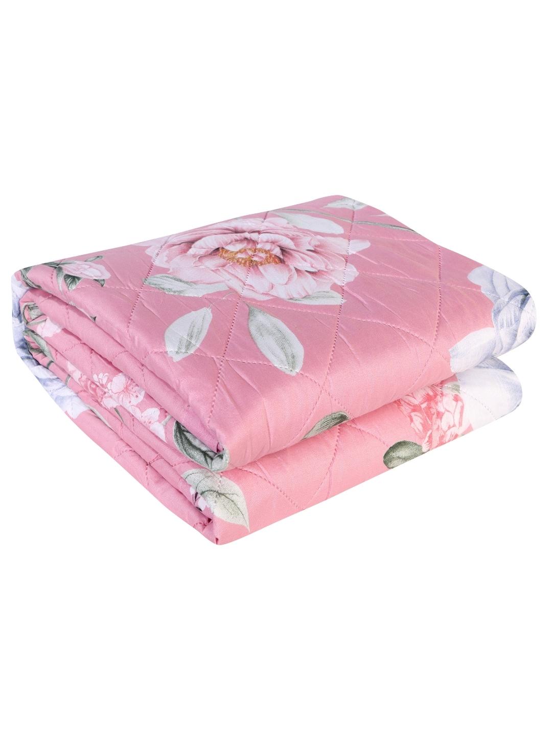 Floral Print Set of 2 Single Bed Light Weight Comforter-Pink