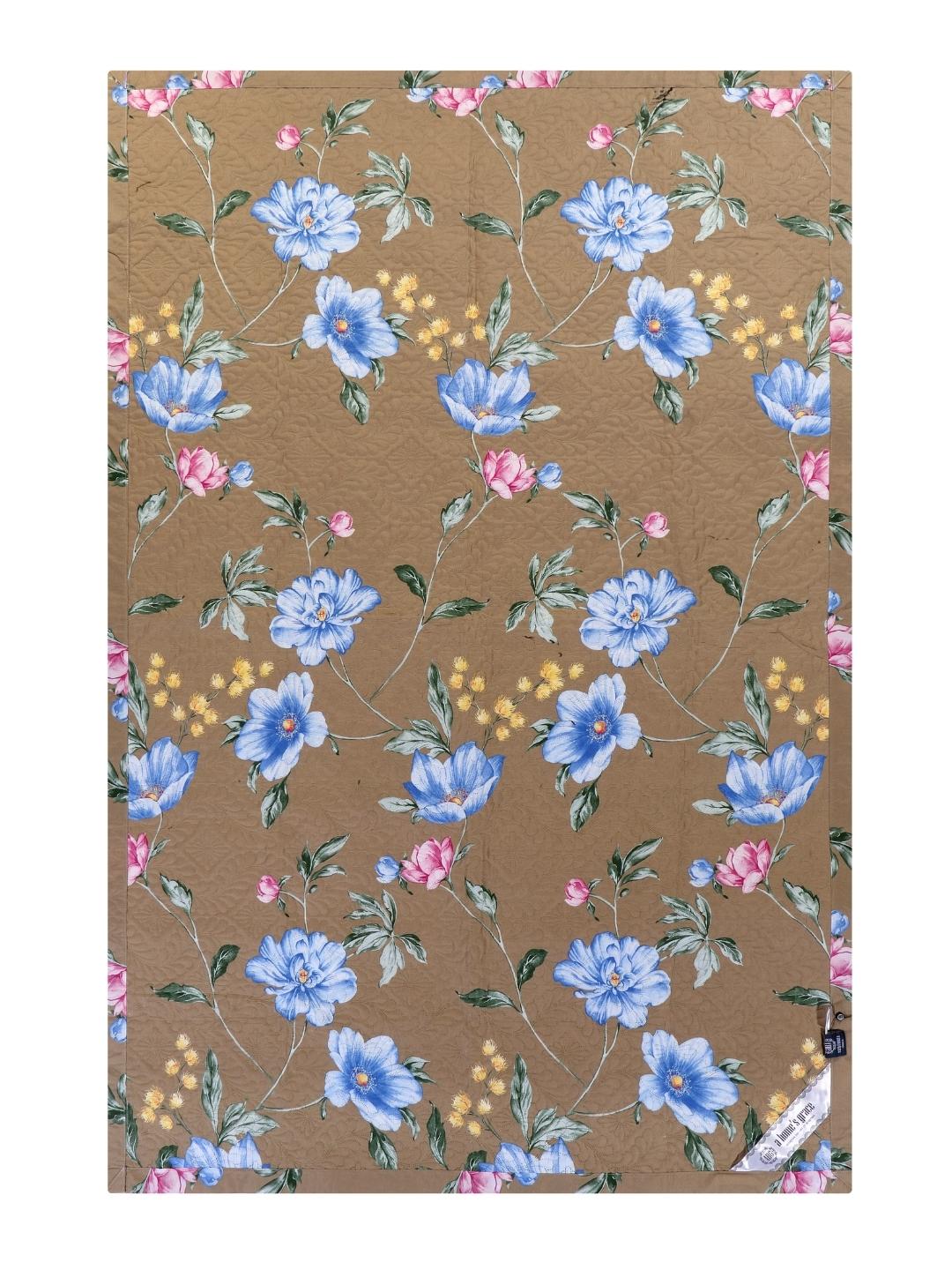 Floral Print Set of 2 Single Bed Light Weight Comforter-Camel Brown