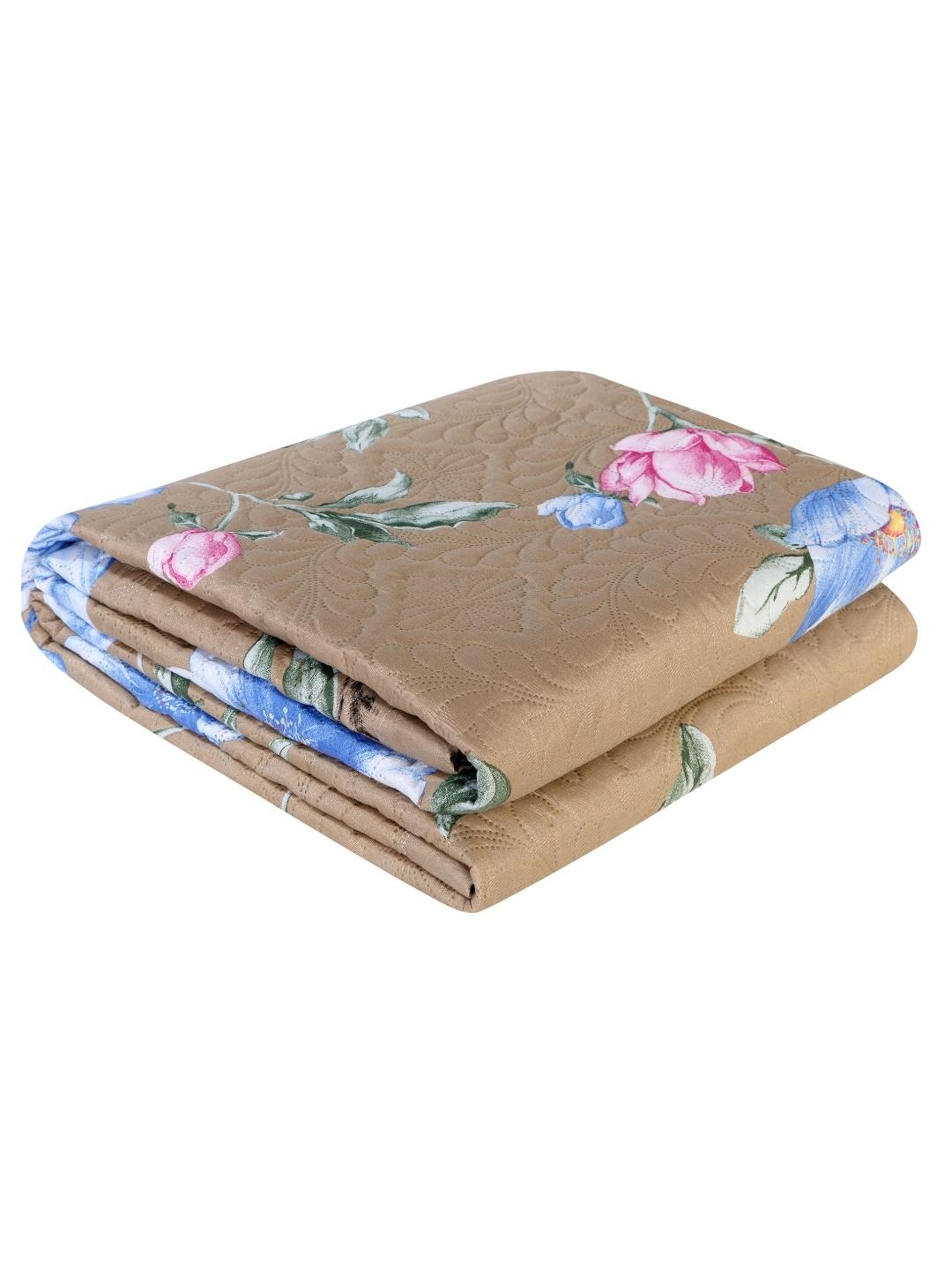 Floral Print Set of 2 Single Bed Light Weight Comforter-Camel Brown