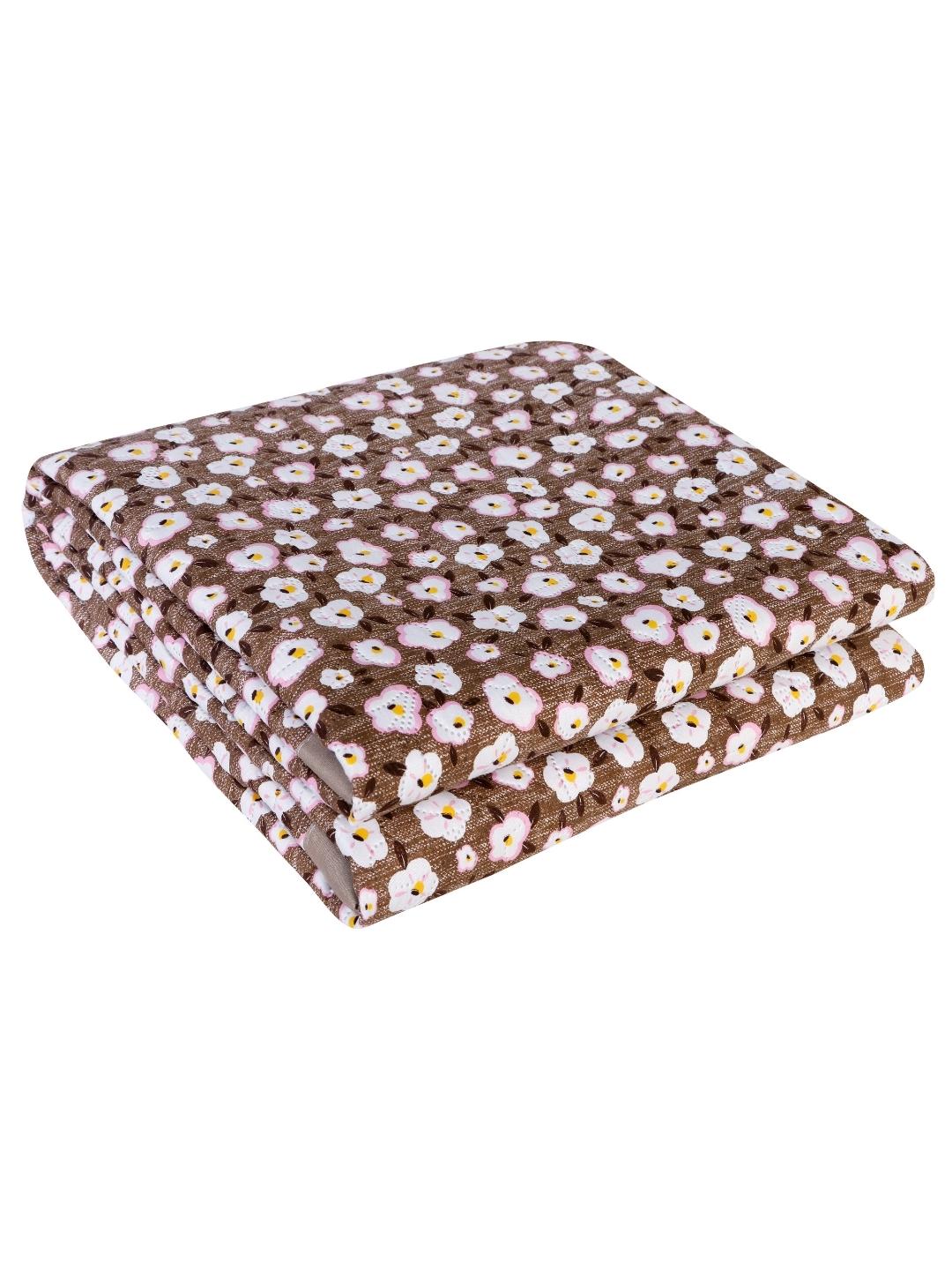 Floral Print Set of 2 Single Bed Light Weight Comforter-Camel Brown