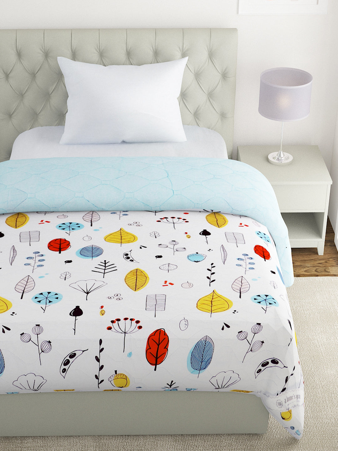 Floral Print Set of 2 Single Bed Light Weight Comforter- Multicolor