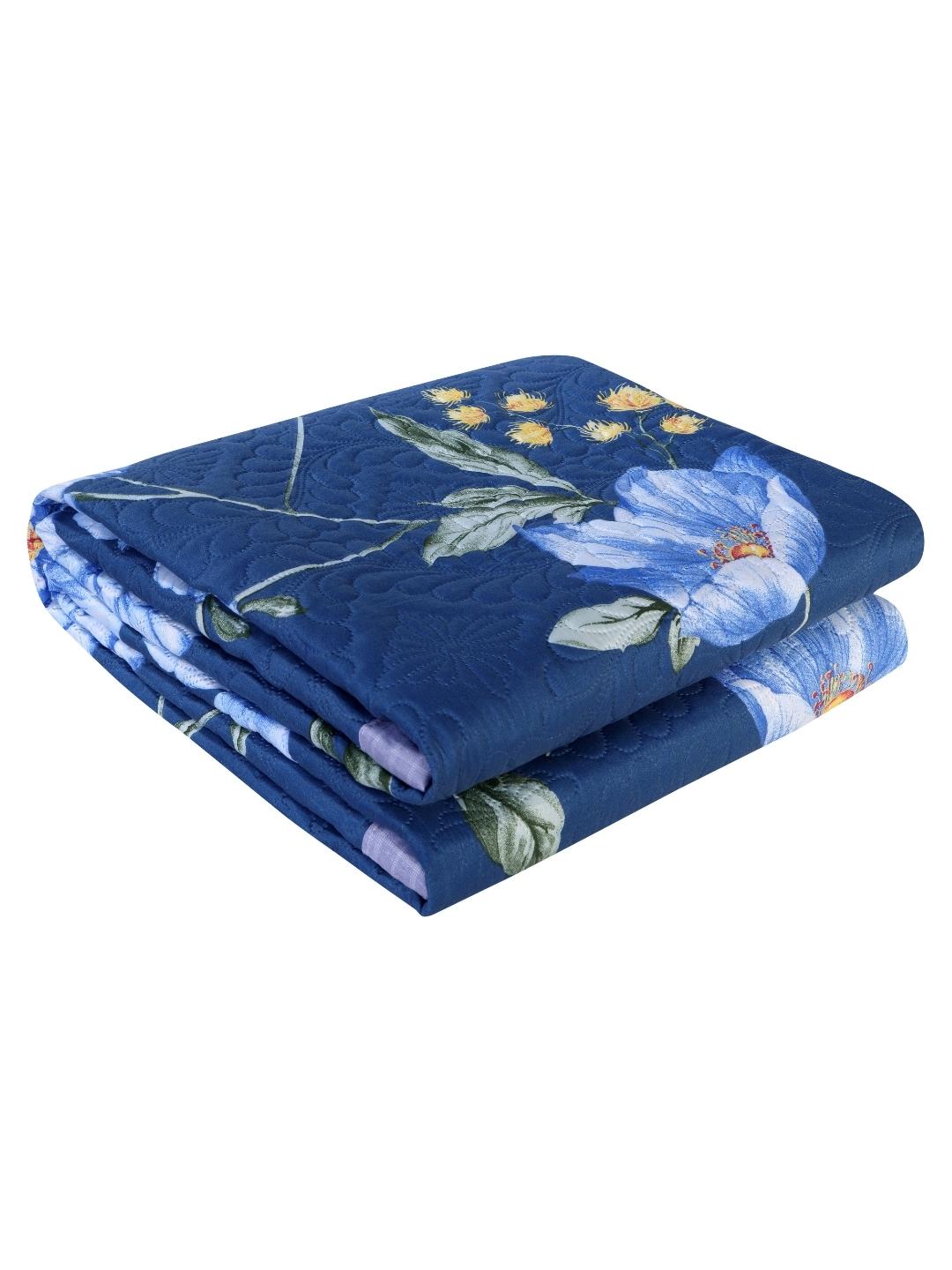 Floral Print Set of 2 Single Bed Light Weight Comforter- Navy Blue