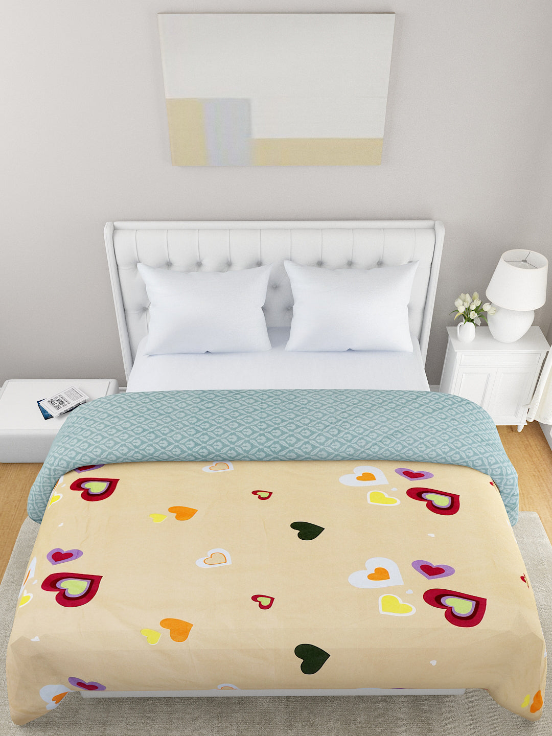 Navy Blue & White Floral 120 GSM Microfiber Double Bed Dohar