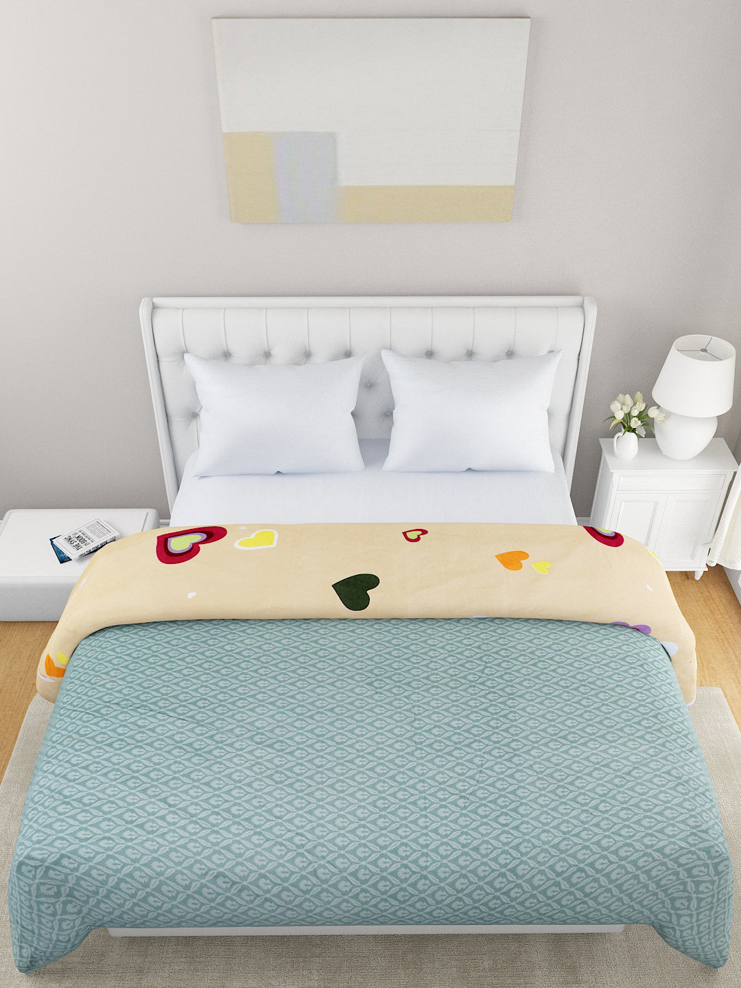 Navy Blue & White Floral 120 GSM Microfiber Double Bed Dohar