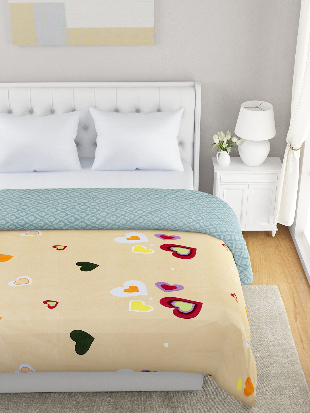 Navy Blue & White Floral 120 GSM Microfiber Double Bed Dohar
