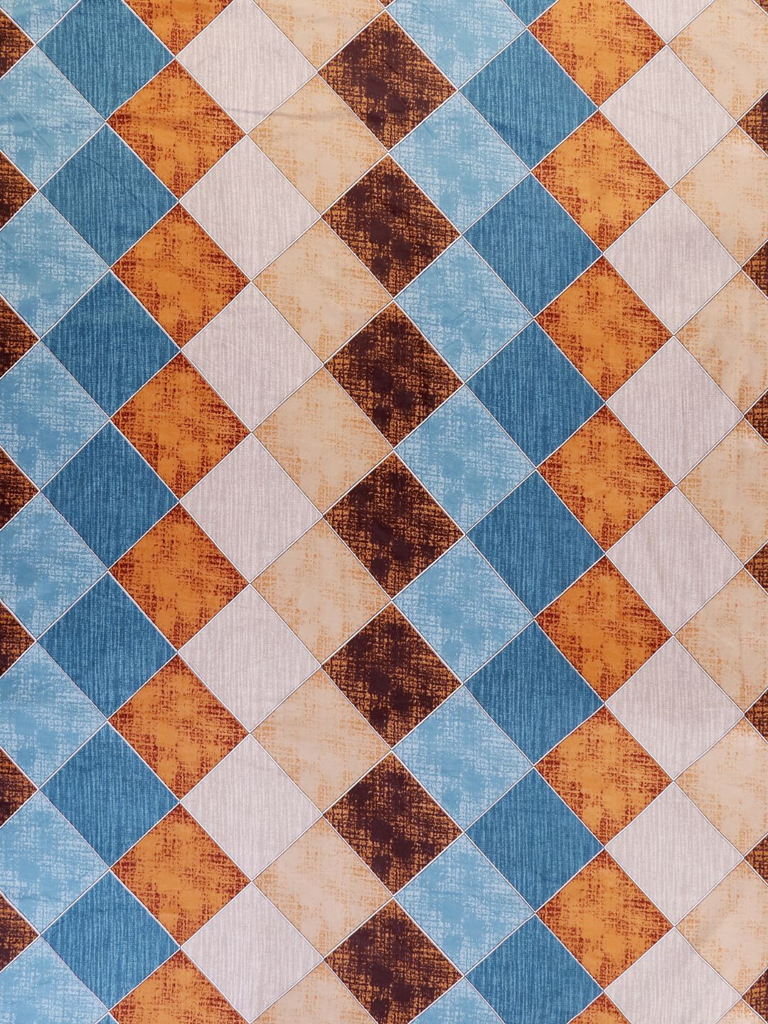 Beige & Blue Geometric 120 GSM Microfiber Double Bed Dohar