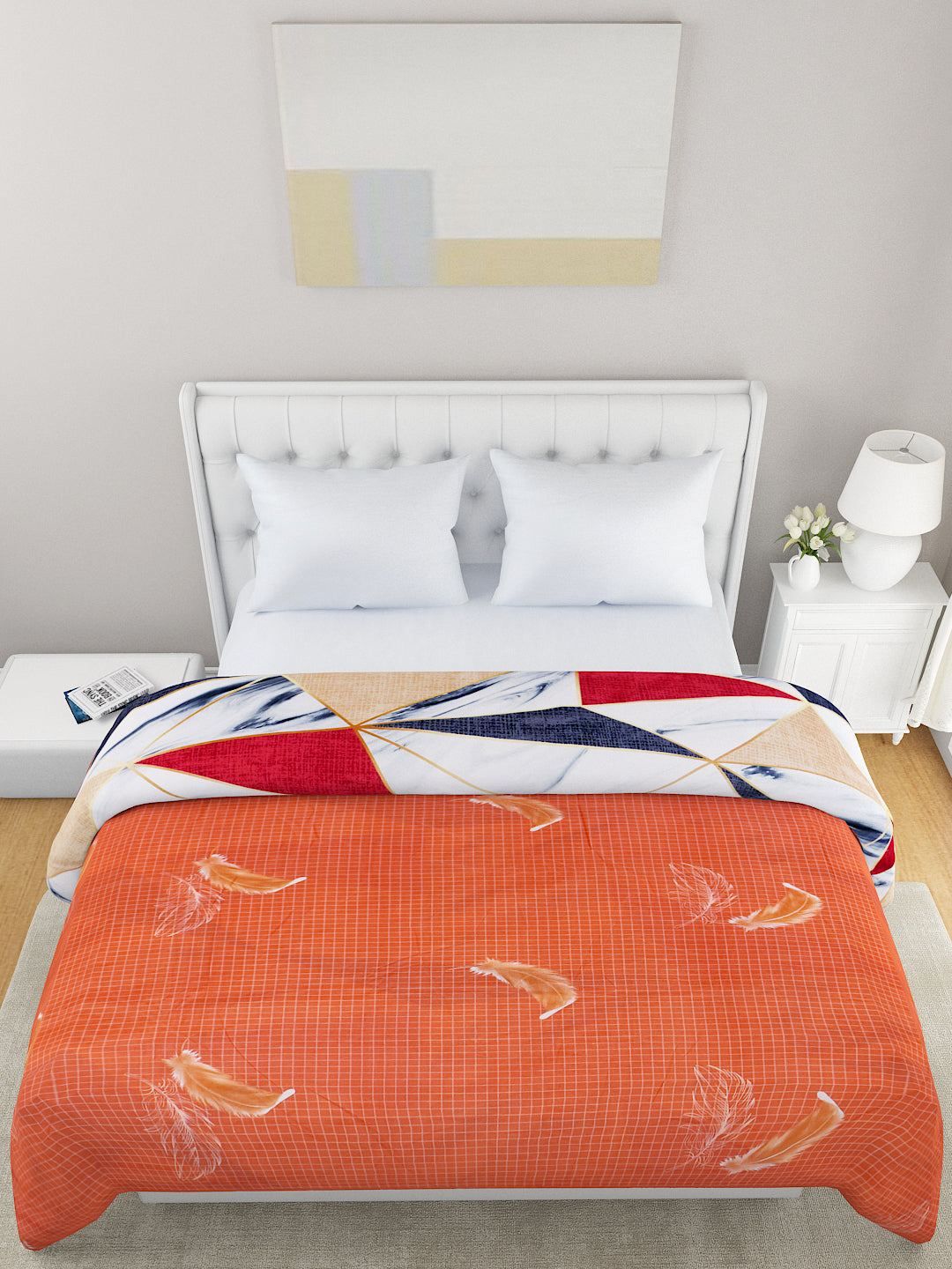 Red & White Geometric 120 GSM Microfiber Double Bed Dohar