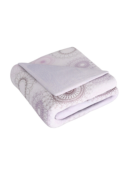 Lavender & White Ethnic Motifs Microfiber Summer 120 GSM Double Bed Dohar