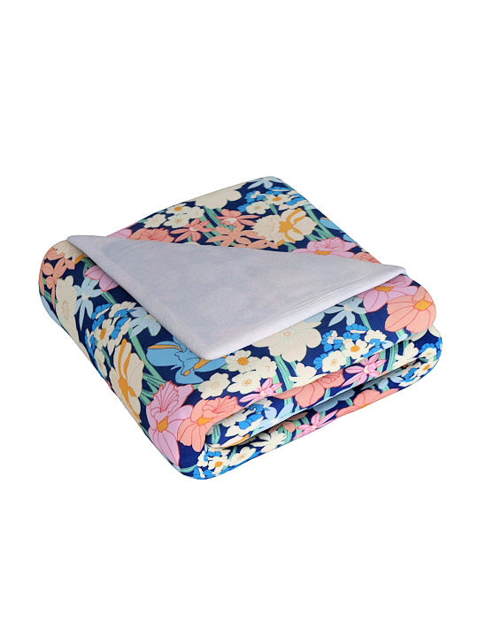 Blue & White Floral Printed Microfiber Summer 120 GSM Double Bed Dohar