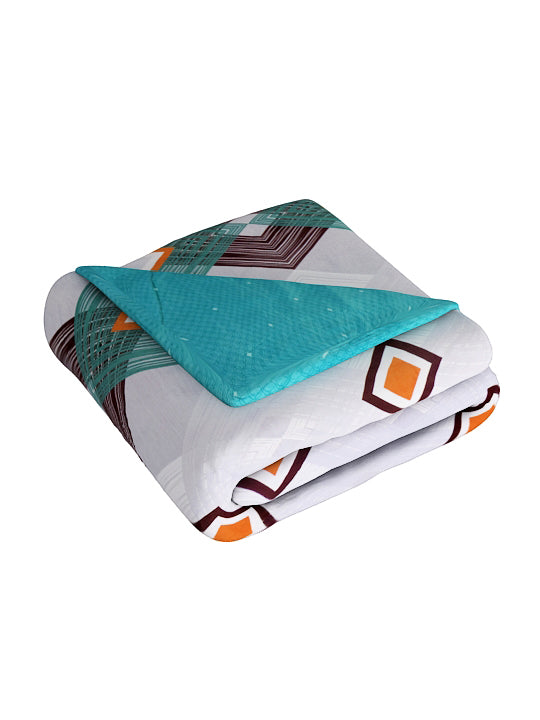 Teal & Blue Geometric Printed Microfiber Summer 120 GSM Double Bed Dohar