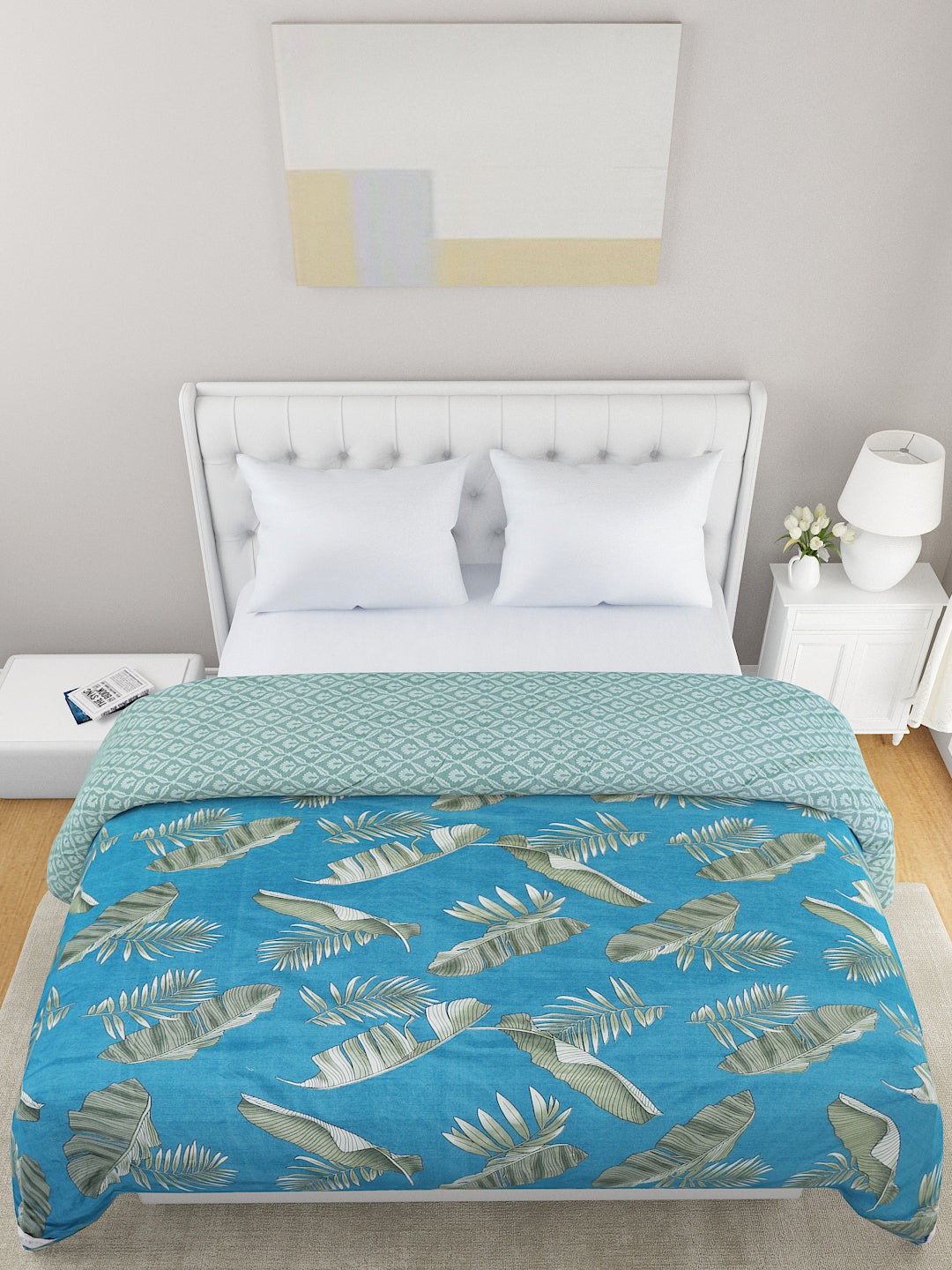 Blue & Green Floral 120 GSM Microfiber Double Bed Dohar