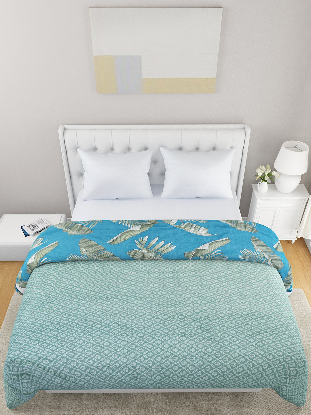 Blue & Green Floral 120 GSM Microfiber Double Bed Dohar