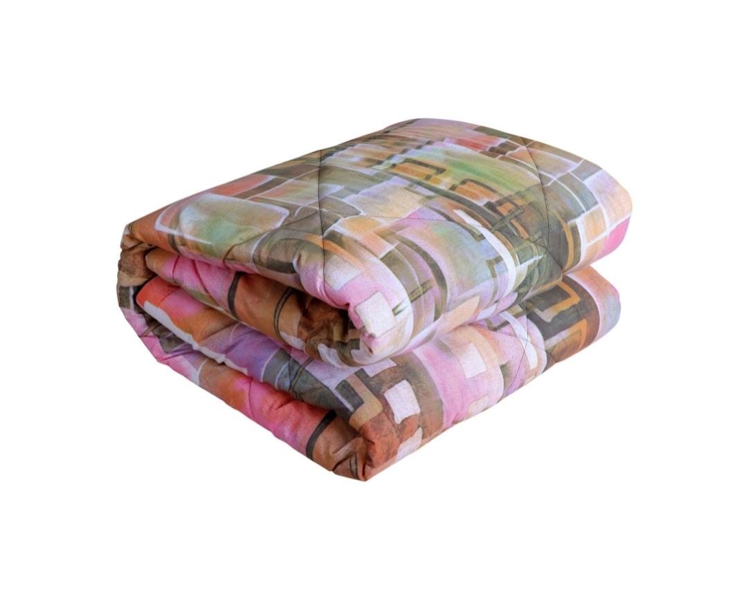 Multicolor Geometric Print Double Bed Comforter-Brown