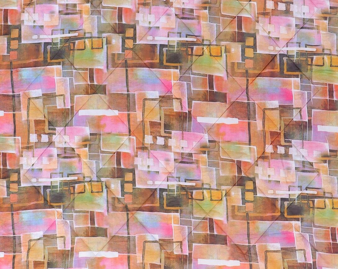 Multicolor Geometric Print Double Bed Comforter-Brown