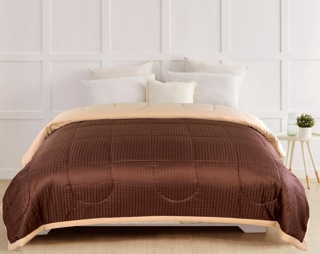 Classic Check Double Bed Comforter-Coffee and Beige