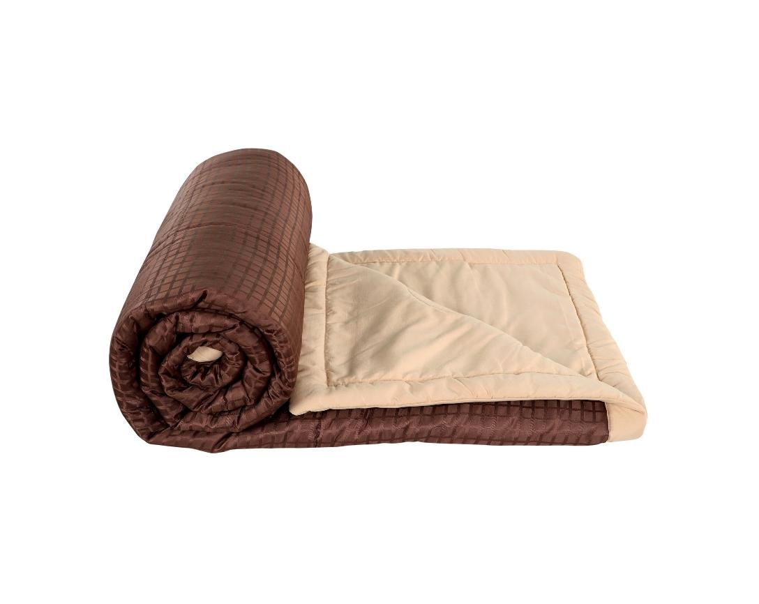Classic Check Double Bed Comforter-Coffee and Beige