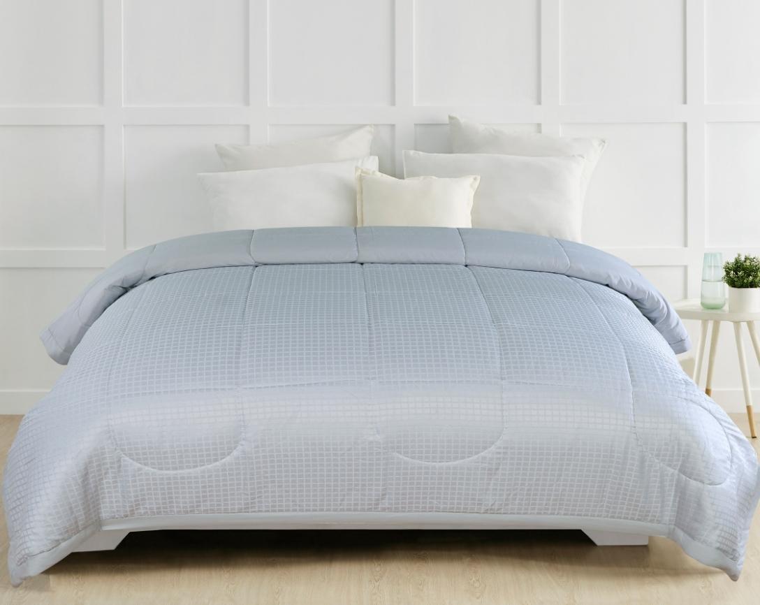 Classic Check Double Bed Comforter-Silver Grey