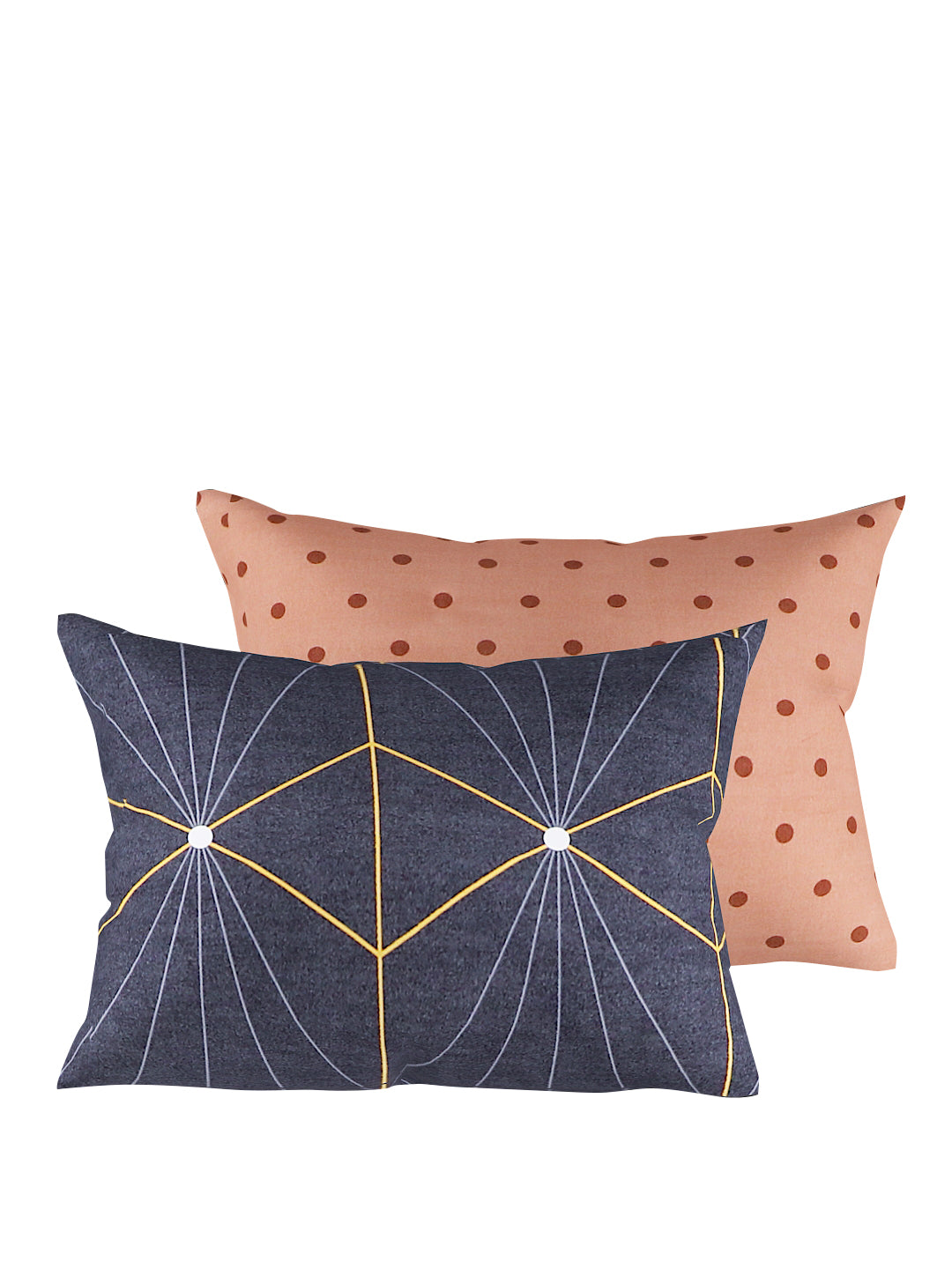 Dark Grey & Copper 4 Pcs Geometric Printed Double Queen Bedding Set
