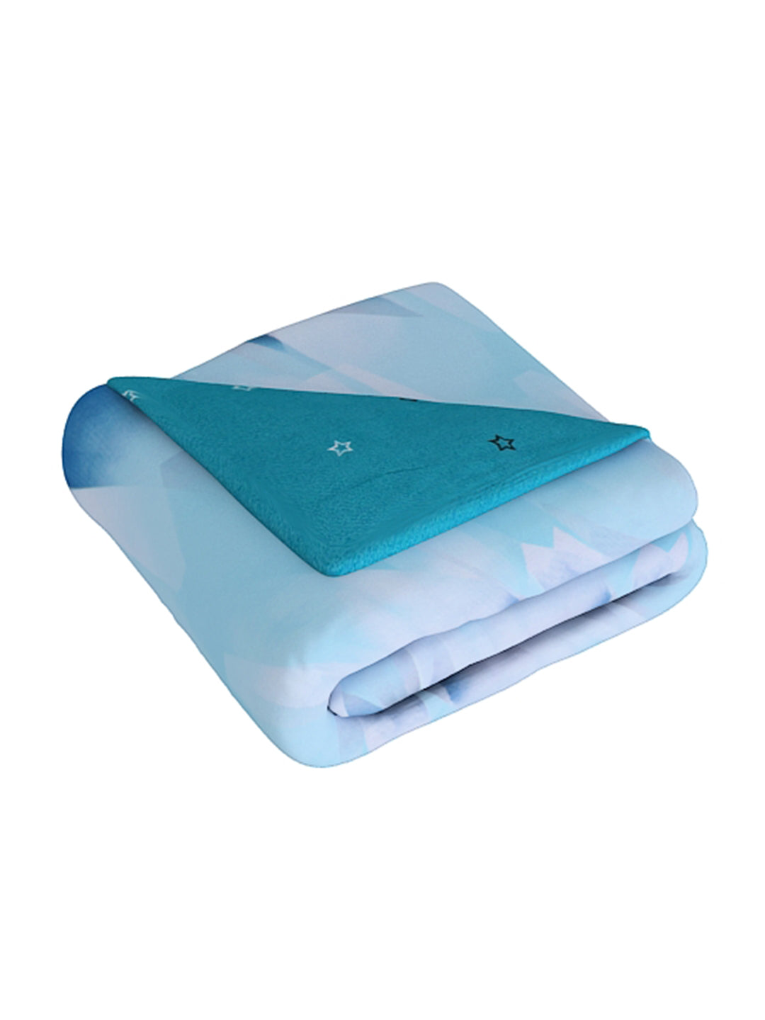 Blue & Green 4-Pcs Printed Double Queen Bedding Set