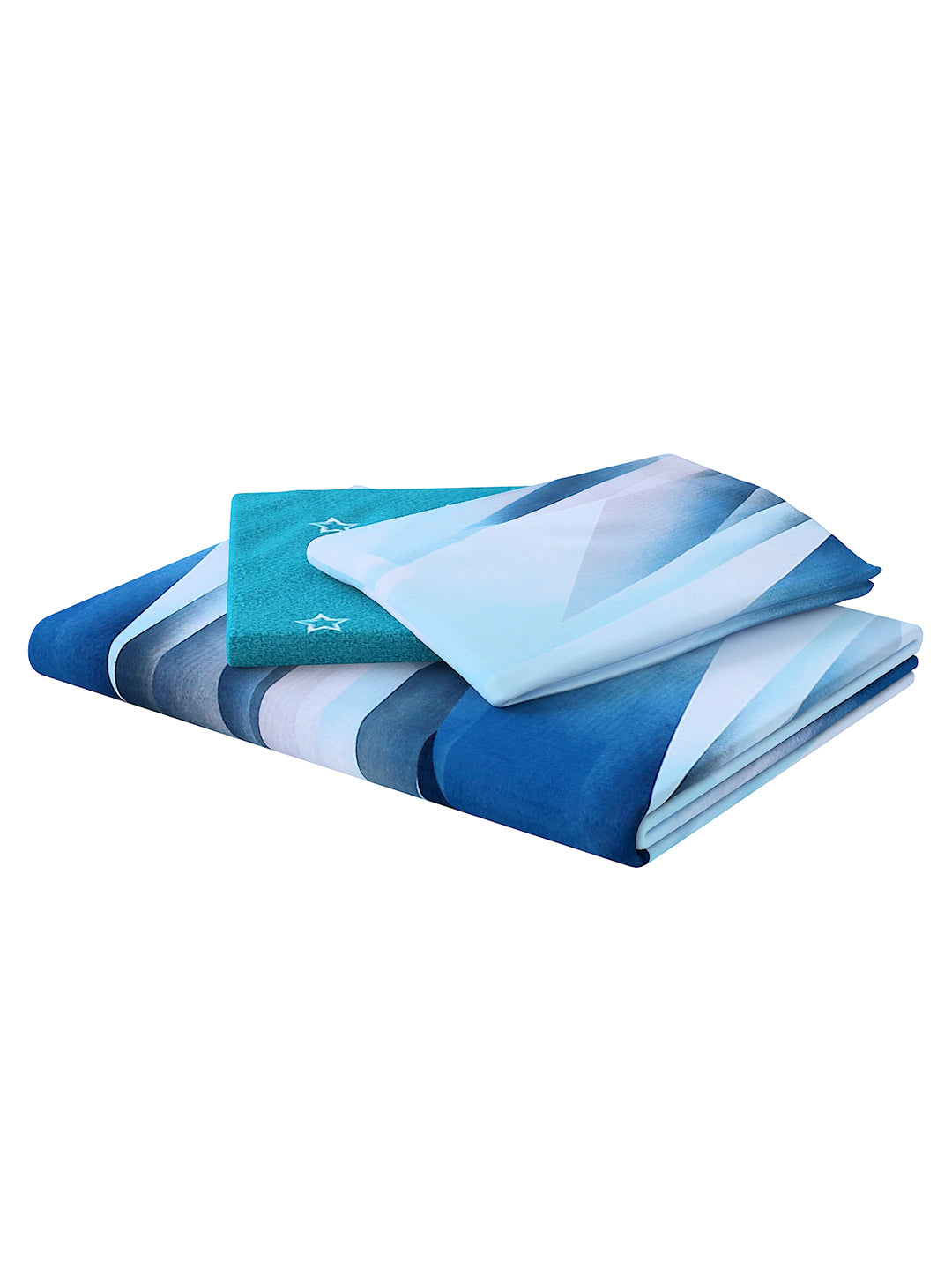 Blue & Green 4-Pcs Printed Double Queen Bedding Set