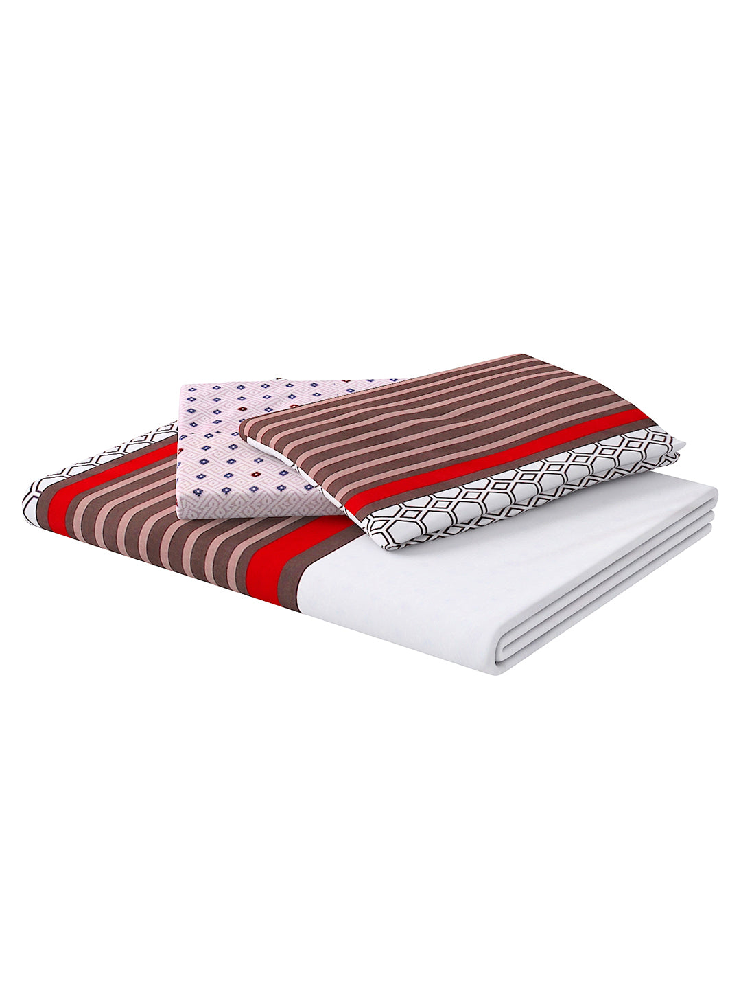 White 4-Pcs Printed Double Queen Bedding Set
