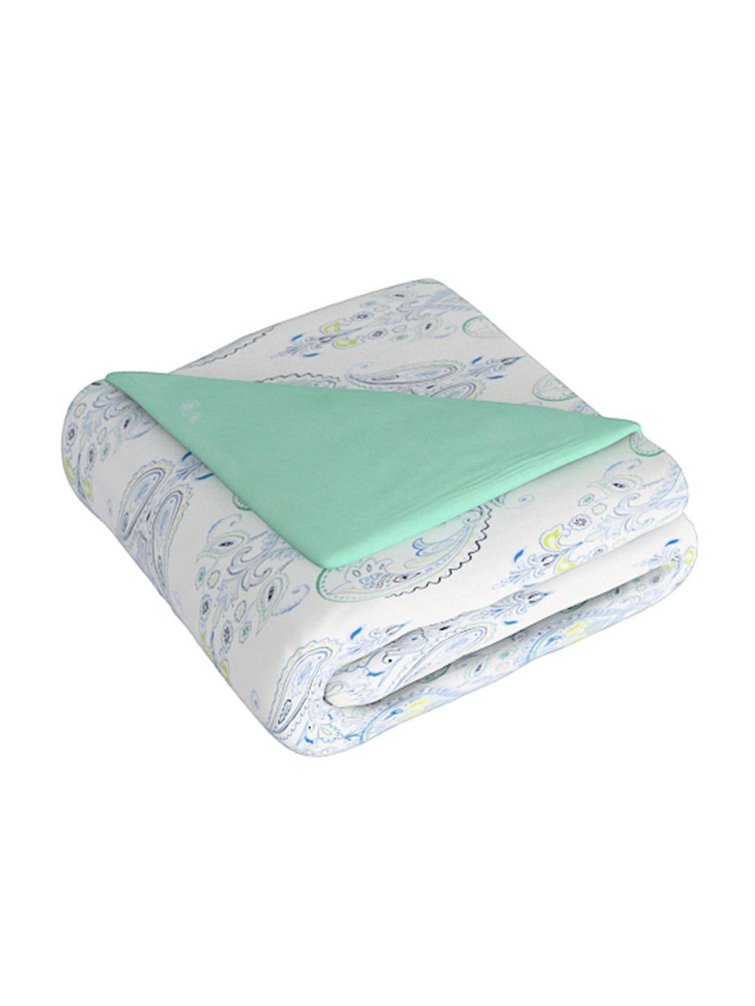 White & Green 4-Pcs Ethnic Motifs Printed Double Queen Bedding Set