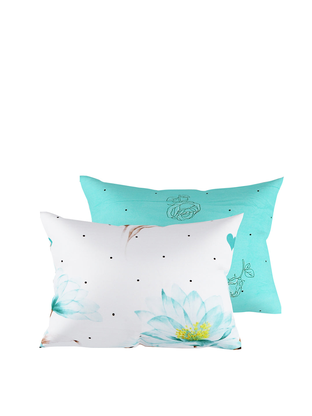 Sea Green & White 4 Pieces Printed Double Queen Bedding Set