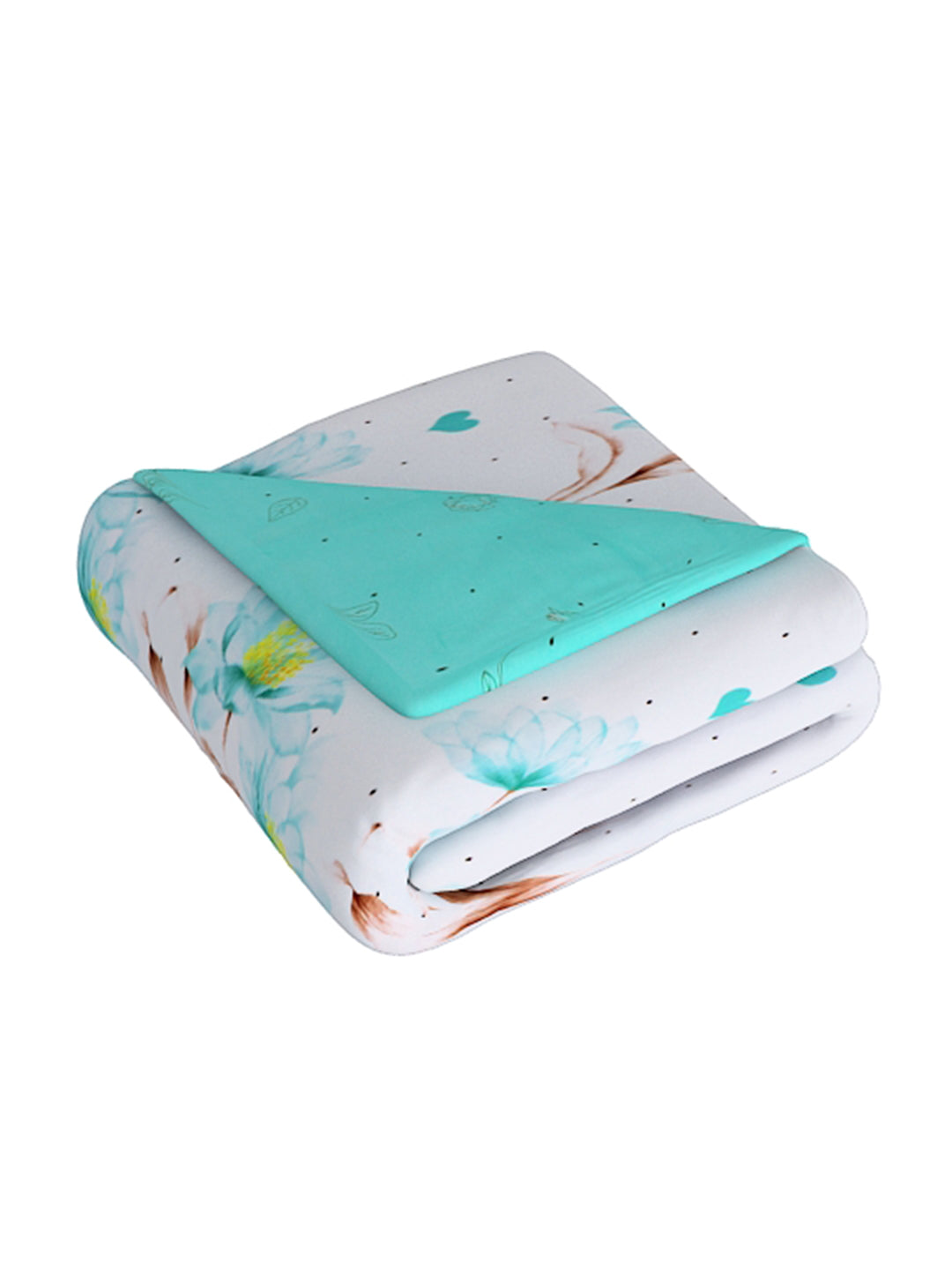 Sea Green & White 4 Pieces Printed Double Queen Bedding Set