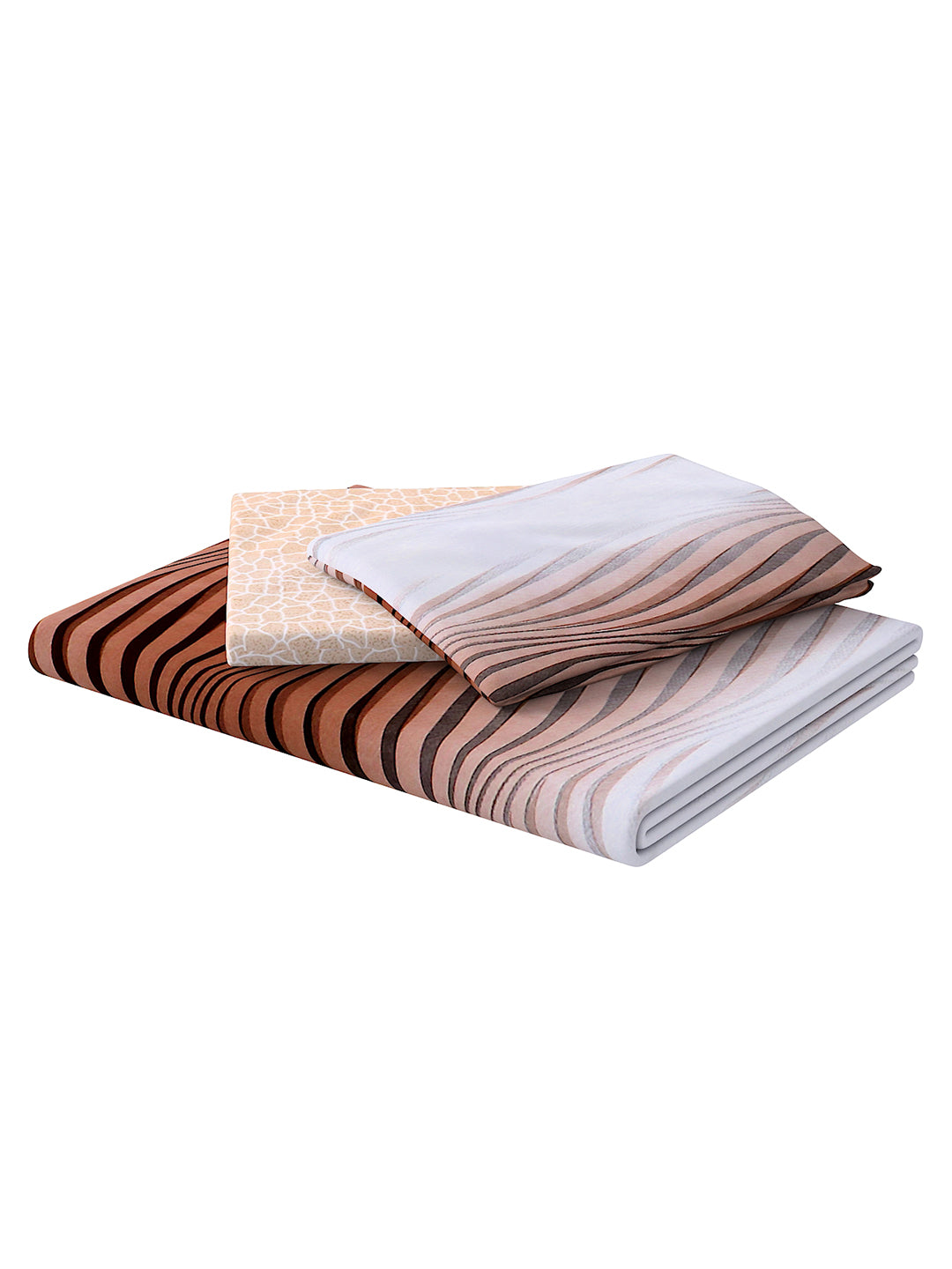 Brown Printed Double Queen Bedding Set