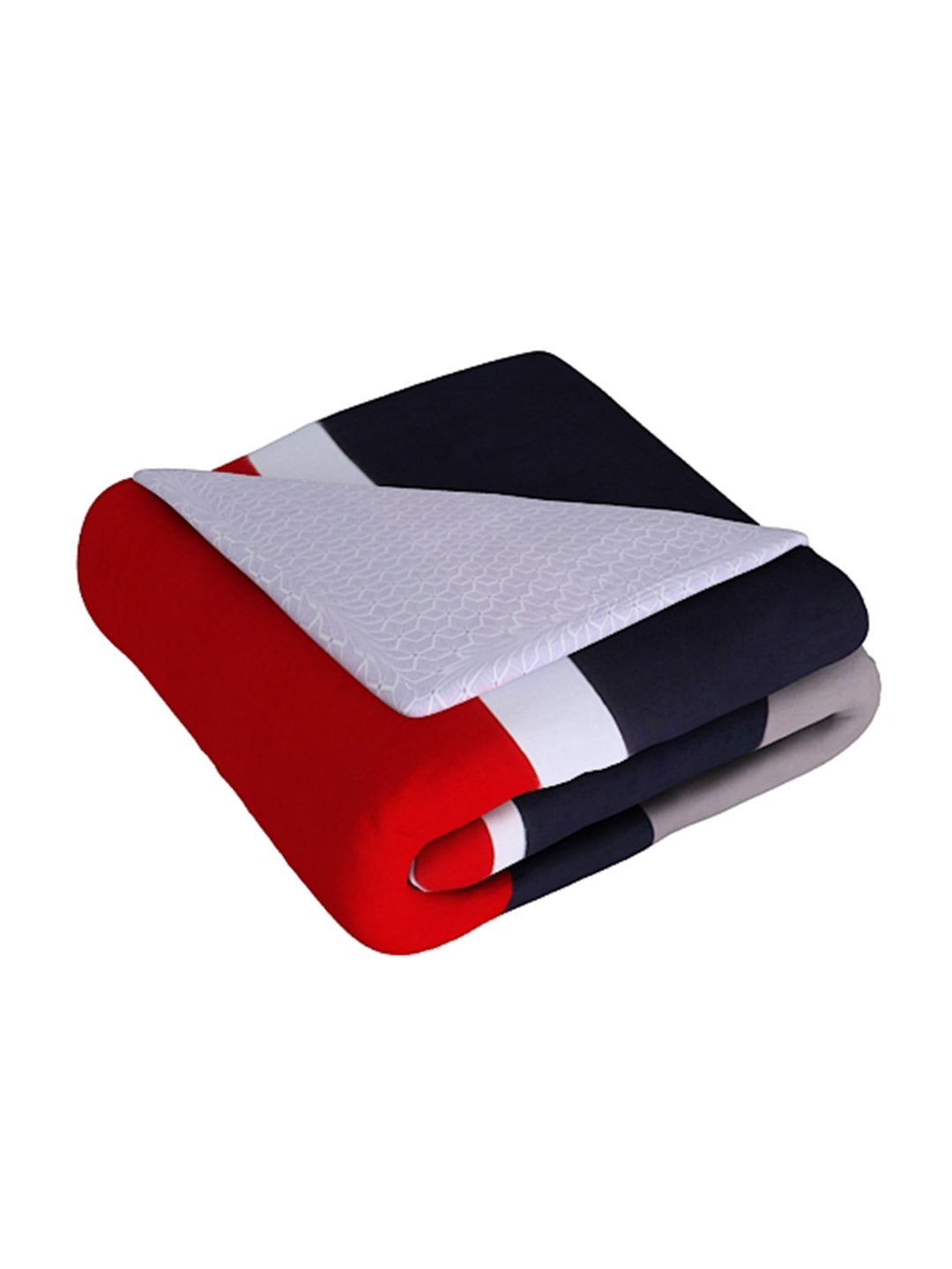 Red & White Printed Double Queen Reversible Bedding Set