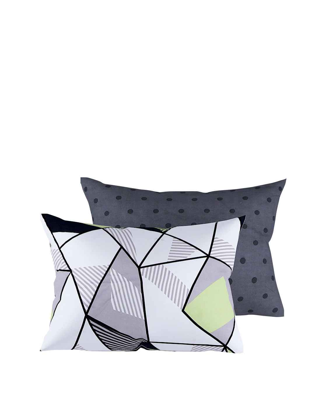 White & Grey 4 Pcs Geometric Printed Double Queen Bedding Set