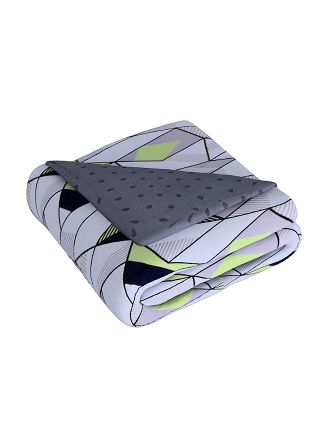 White & Grey 4 Pcs Geometric Printed Double Queen Bedding Set