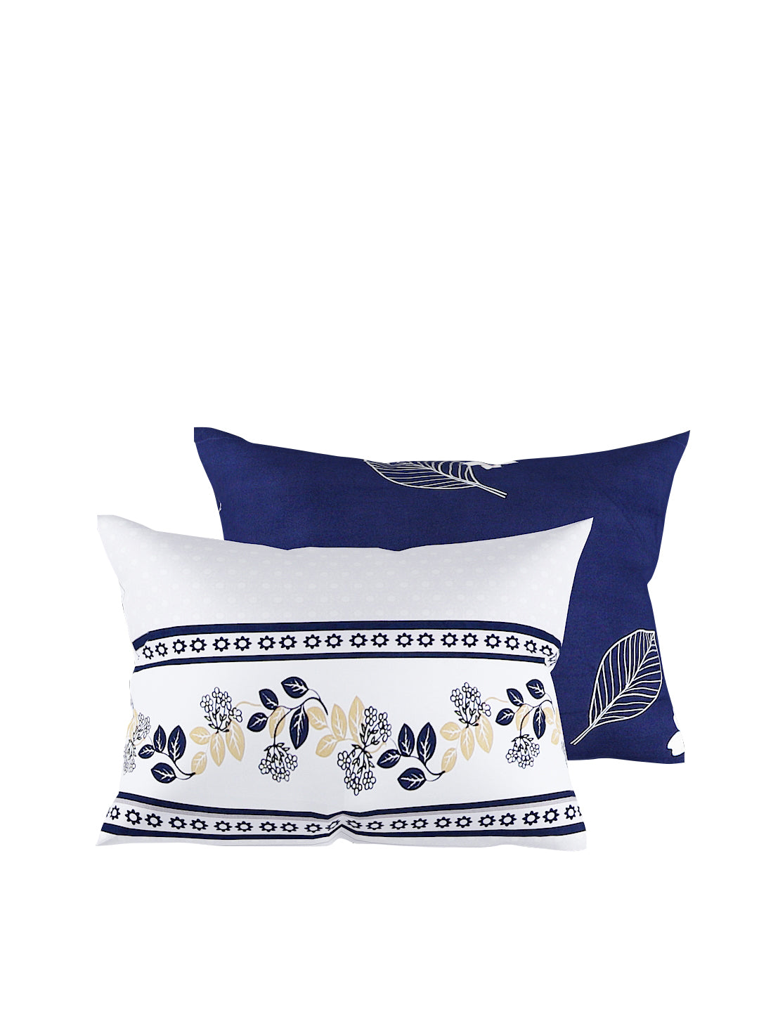 White & Navy 4-Pcs Blue Printed Double Queen Bedding Set & 2 Pillow Covers