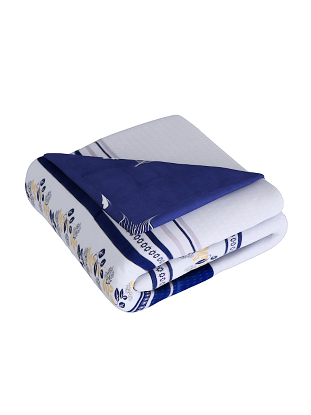 White & Navy 4-Pcs Blue Printed Double Queen Bedding Set & 2 Pillow Covers