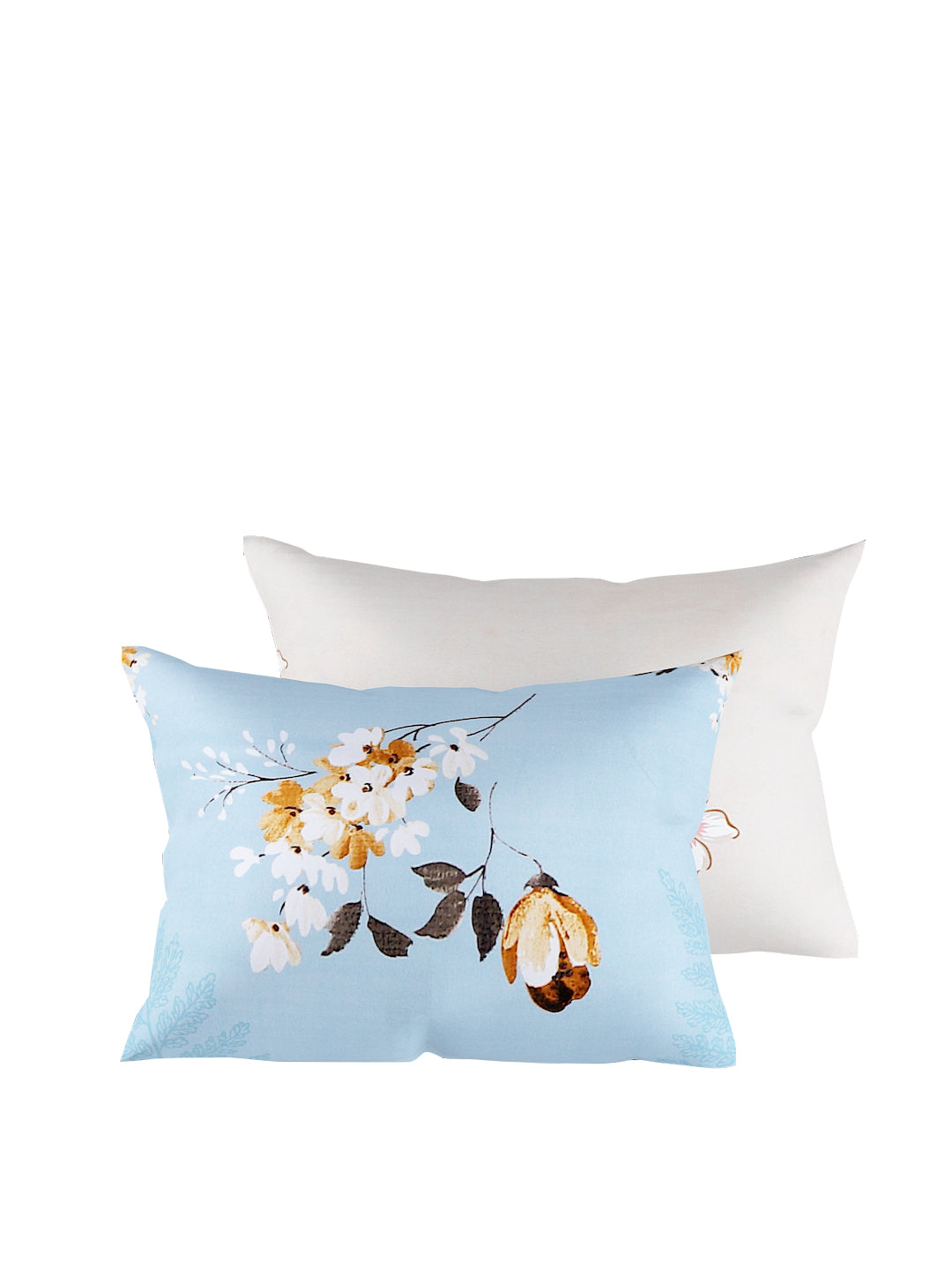 Blue & White 4-Pcs Printed Double Queen Bedding Set