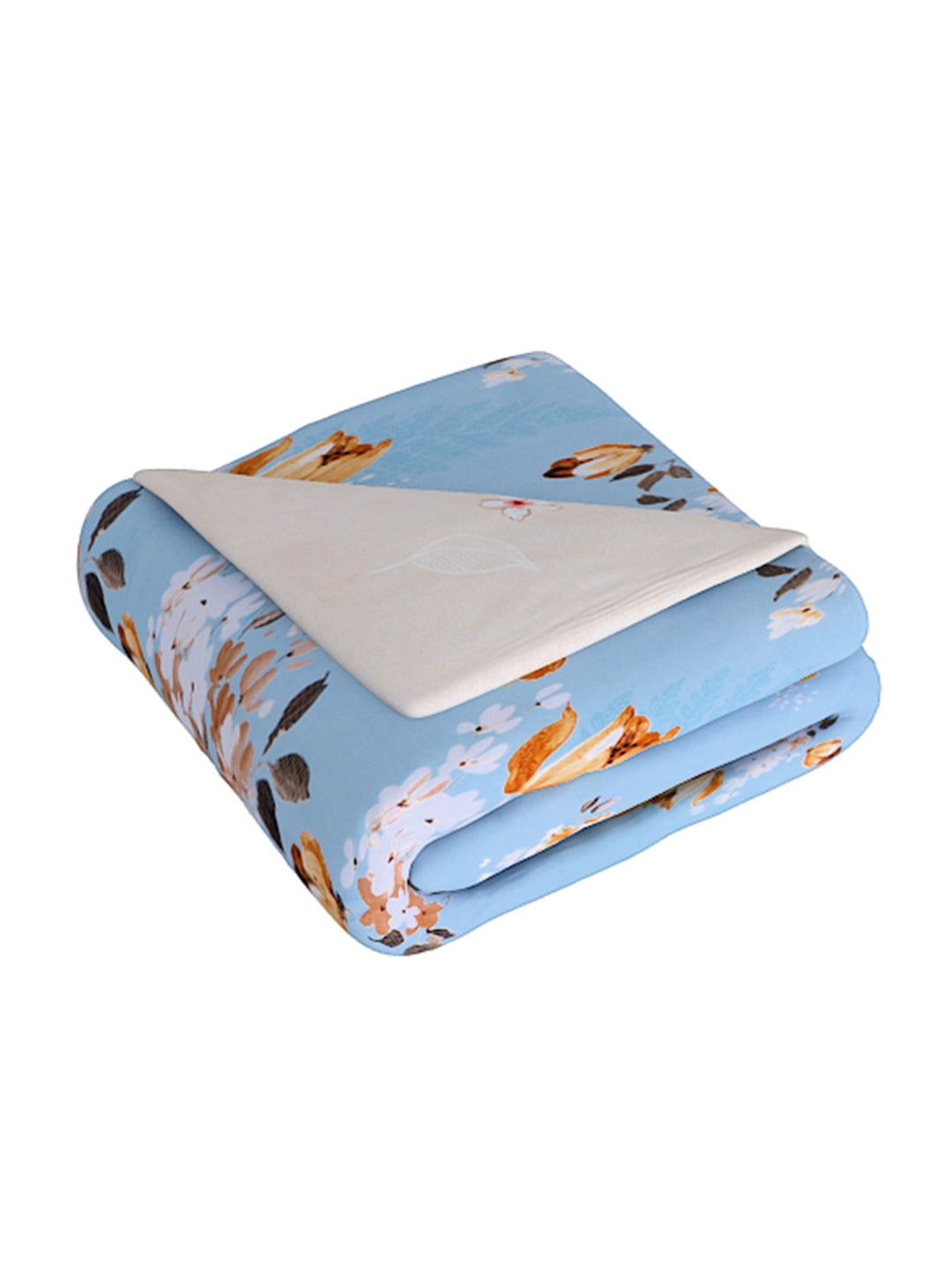 Blue & White 4-Pcs Printed Double Queen Bedding Set