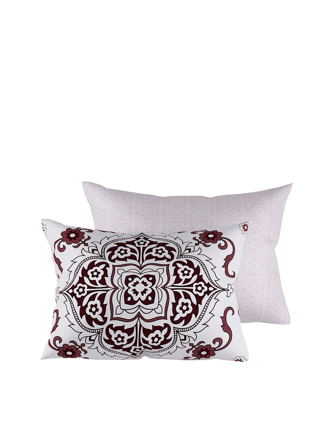 White & Brown 4 Pcs Ethnic Motifs Printed Double Queen Bedding Set