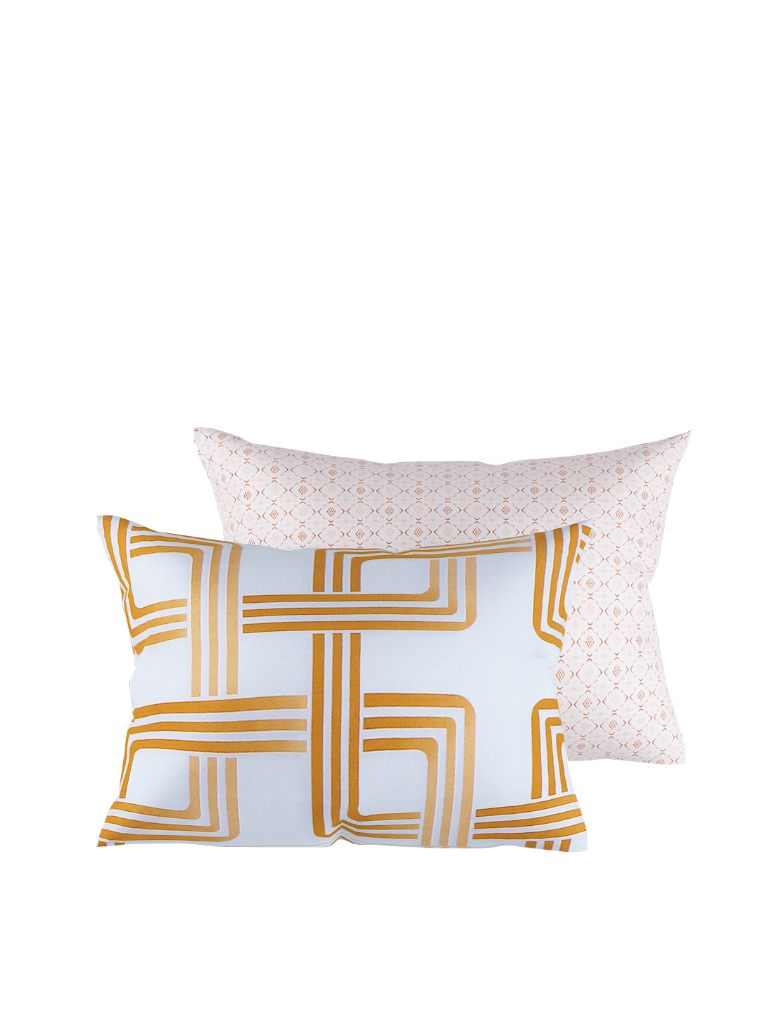 White & Mustard 4-Pcs Printed Double Queen Bedding Set & 2 Pillow Covers