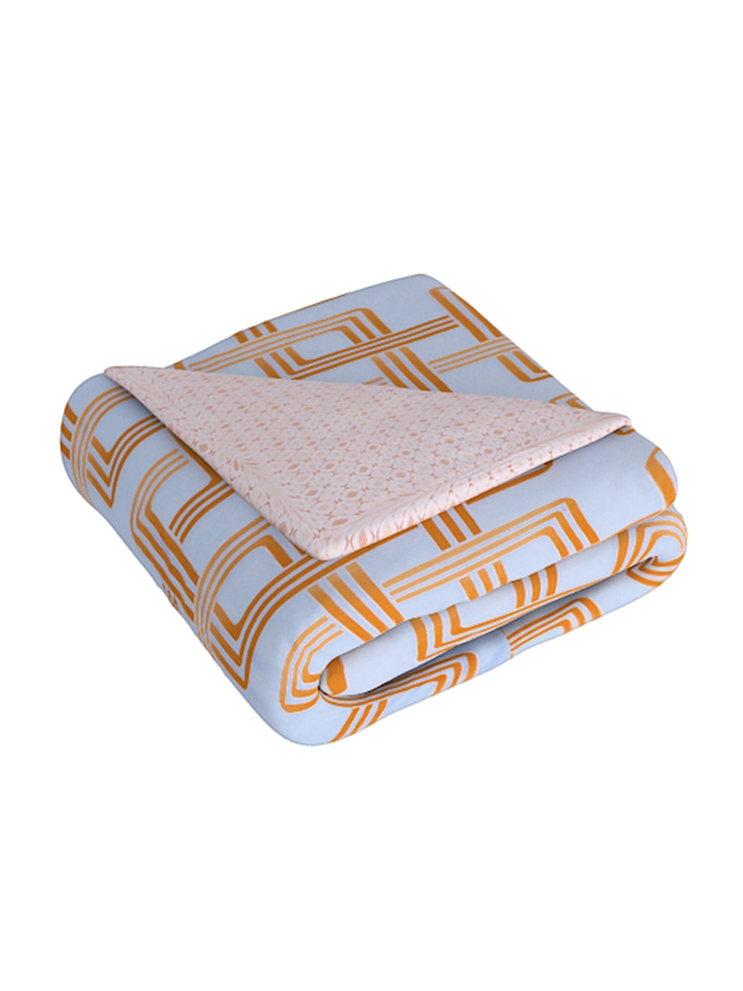 White & Mustard 4-Pcs Printed Double Queen Bedding Set & 2 Pillow Covers