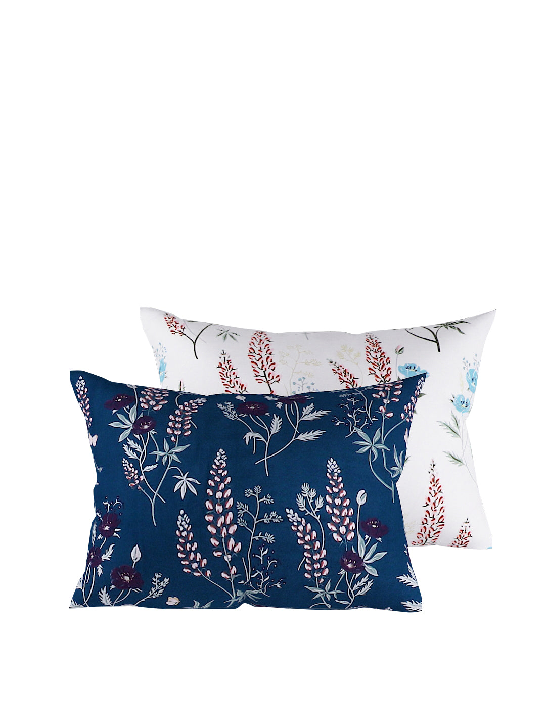 Blue & White 4 Pcs Floral Printed Double Queen Bedding Set