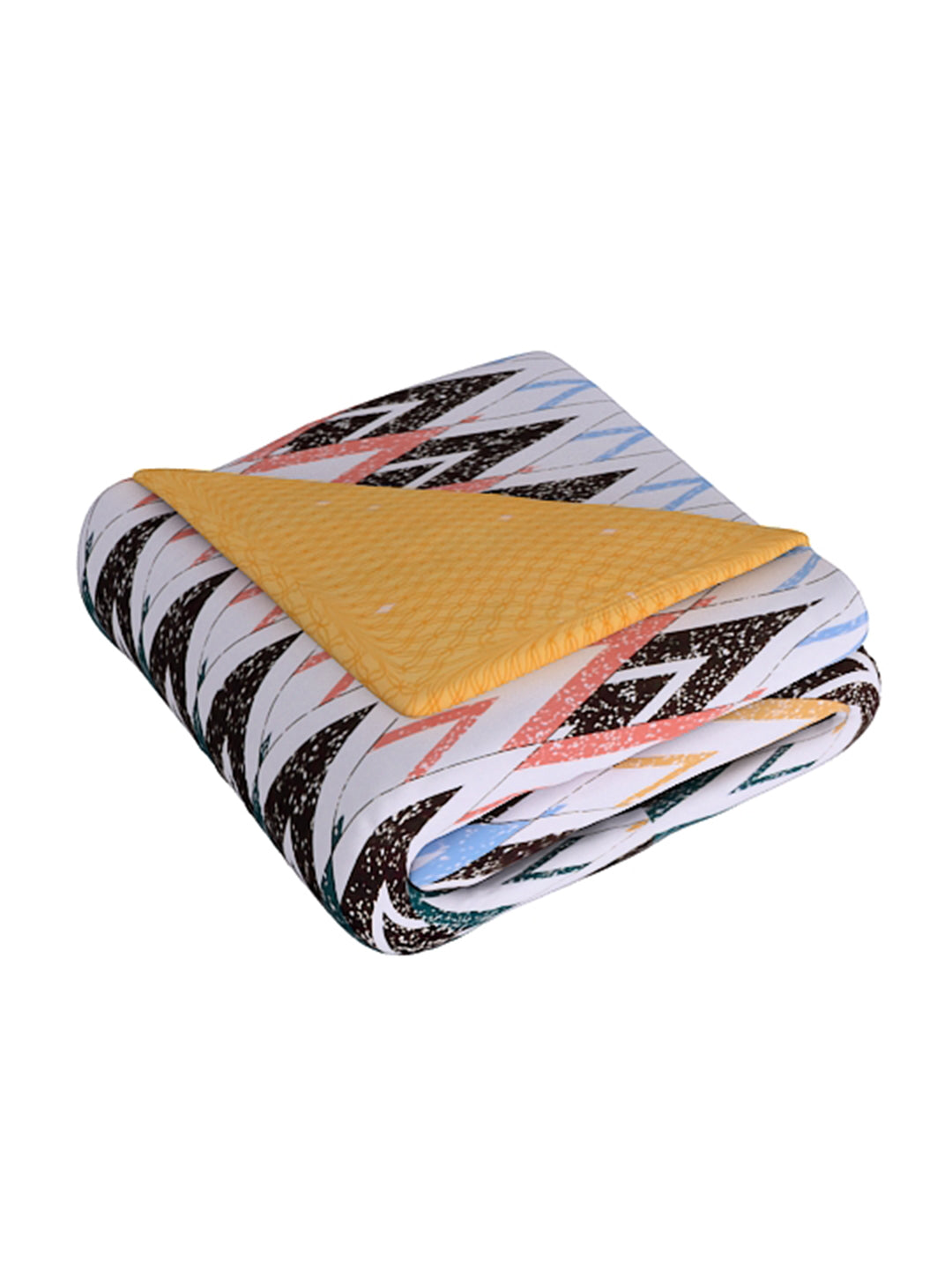 Yellow & White 4 Pcs Geometric Printed Double Queen Bedding Set