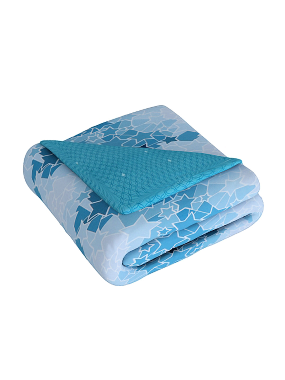 Turquoise Blue & White 4 Pcs Geometric Double Queen Cotton Bedding Set