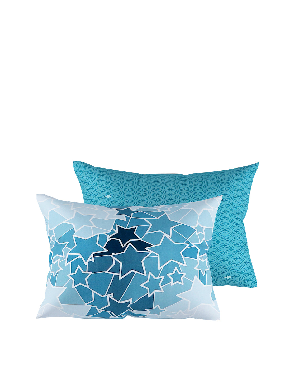 Turquoise Blue & White 4 Pcs Geometric Double Queen Cotton Bedding Set