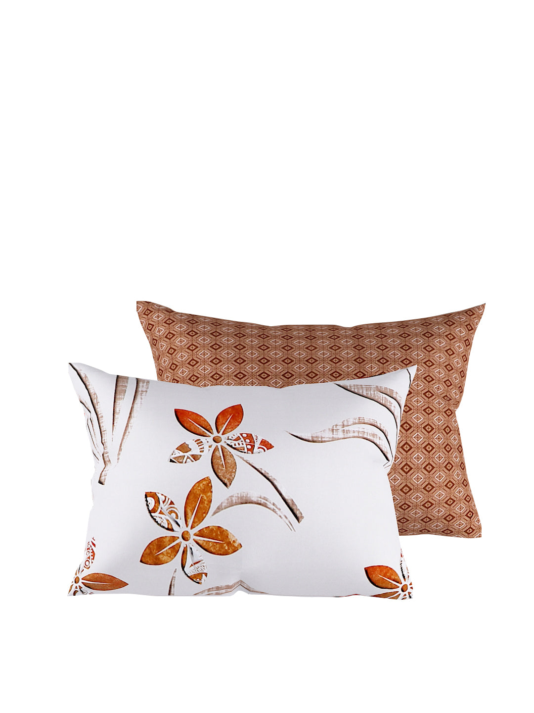 Brown & White Printed Double Queen Bedding Set