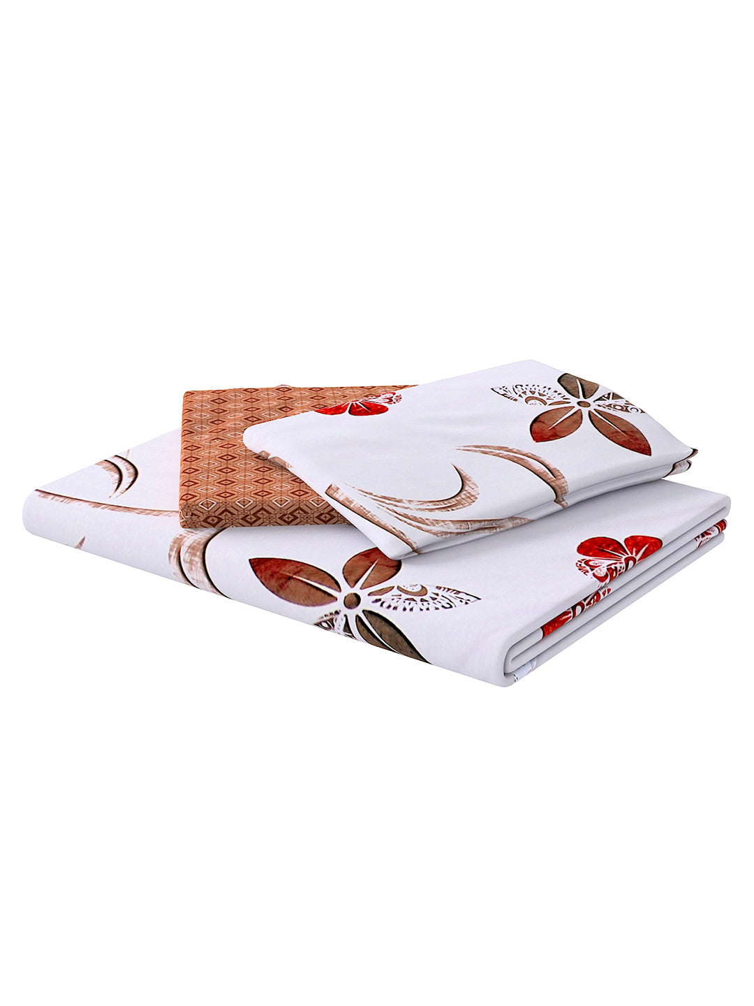 Brown & White Printed Double Queen Bedding Set