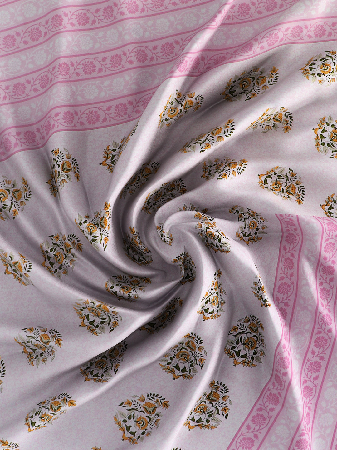180 TC Double Bed Cotton Bedsheet with 2 Pillow Covers-Floral Pink
