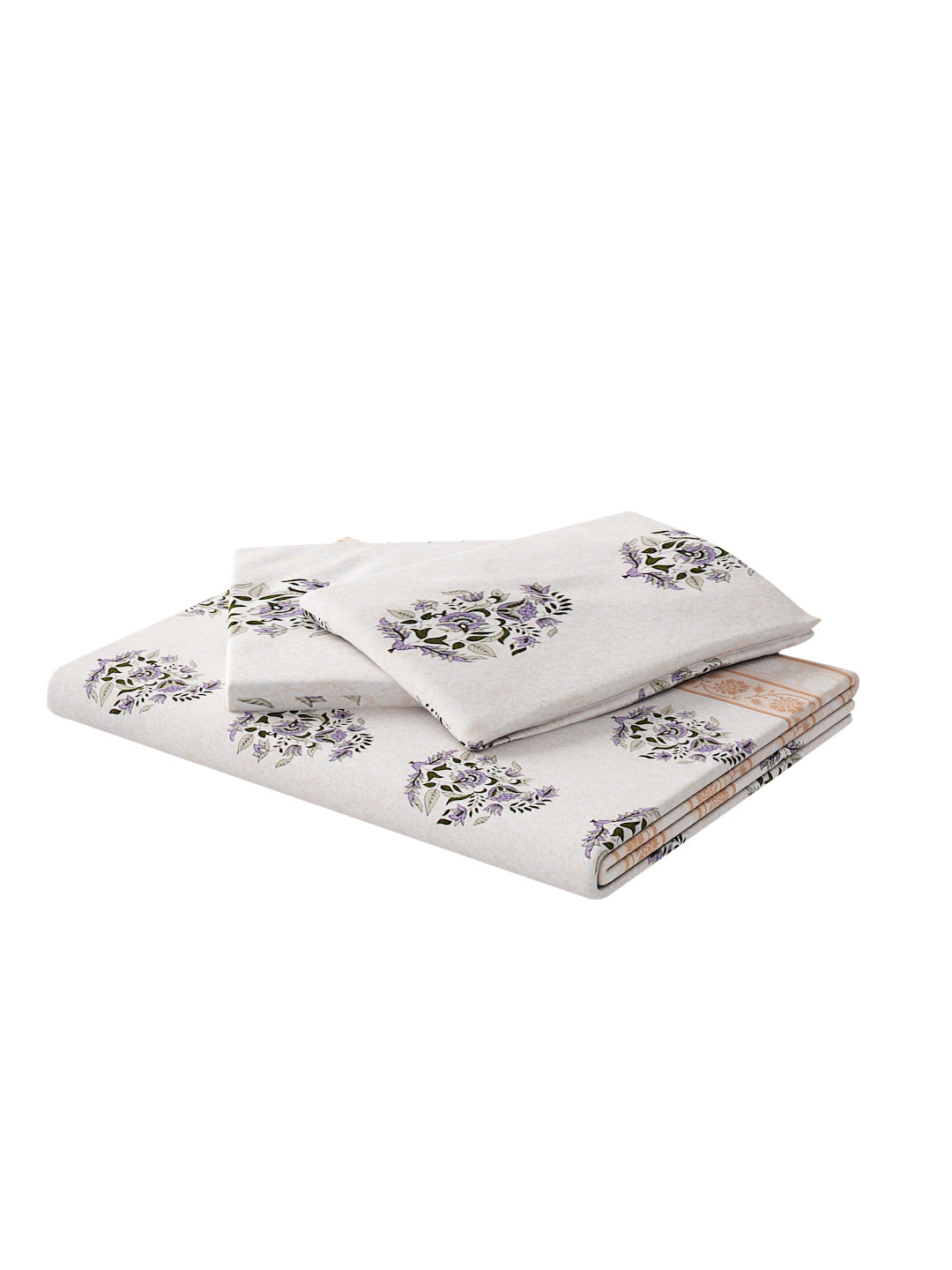 180 TC Double Bed Cotton Bedsheet with 2 Pillow Covers-Floral Multicolor
