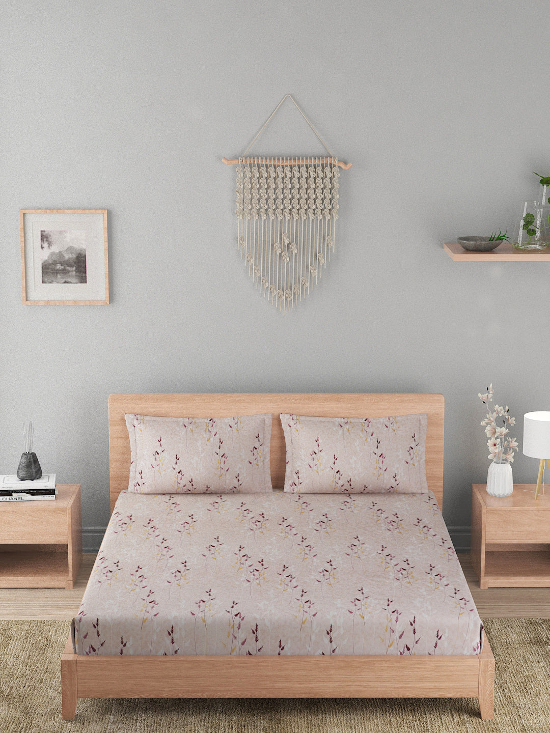 180 TC Double Bed Cotton Bedsheet with 2 Pillow Covers-Wine